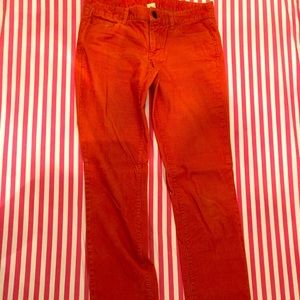 JCrew city fit orange corduroy pants 28